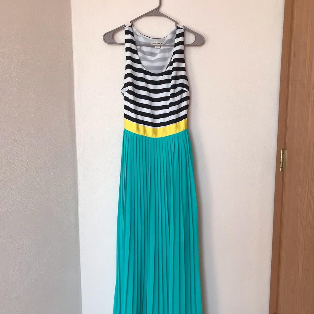 Stripe top turquoise bottom maxi dress
